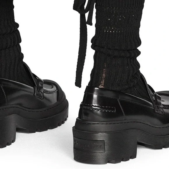 Authentic Christian Dior Code Black Leather Loafer Size 38 - Picture 9 of 14